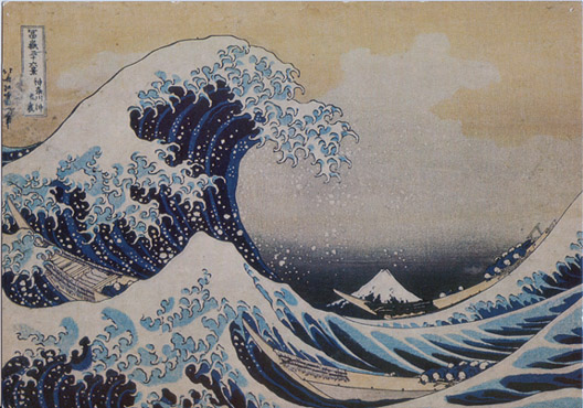 Blgen fra det dybe hav. Trsnit af Hokusai 1815-31 fra serien 36 prospekter af Fuji